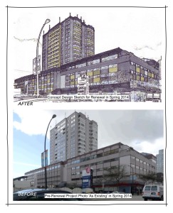 Belmont Tower - before & sketch
